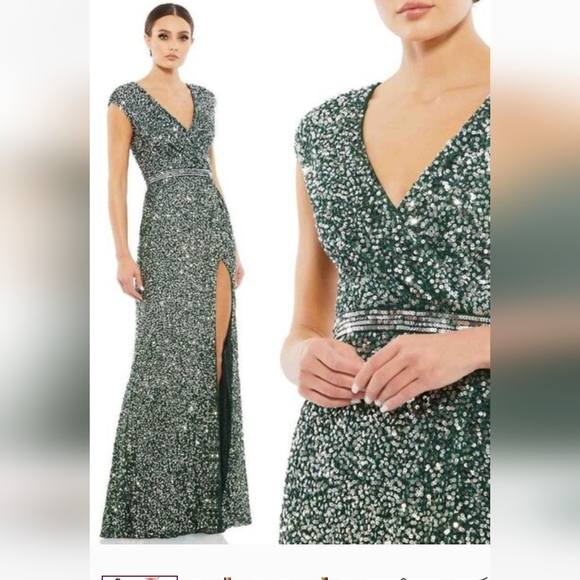 MACDUGGAL Dresses & Skirts - NWOT MACDUGGAL CAP SLEEVE SEQUINED HIGH SLIT GOWN